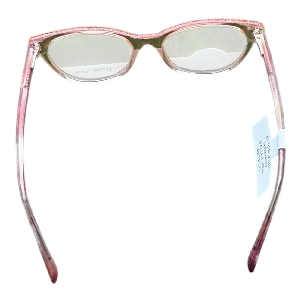 NWT Elton John Eyewear Pink Winifred Frames Glasses with Case & Cleaner